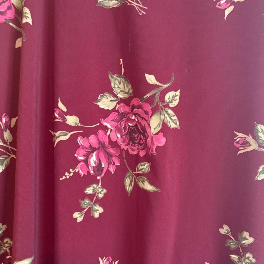 Jaclyn Smith Floral Maxi Skirt Burgundy 90s M Medium Whimsigoth Grunge Vintage - Picture 2 of 7